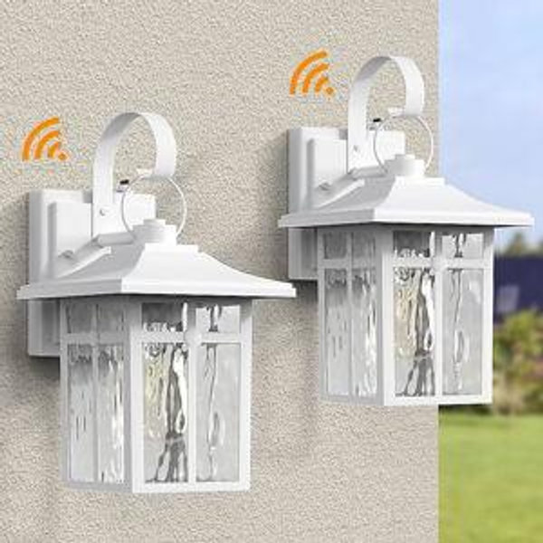 Maxax Montpelier 2 -Pack 2 -Light 12.88-in H White Hardwired Dusk to Dawn Outdoor Wall Light