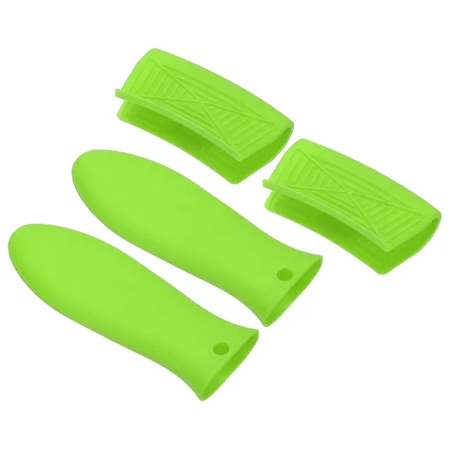 Unique Bargains Silicone Frying Cookware Pan Pot Handle Holders 4 Pcs Green