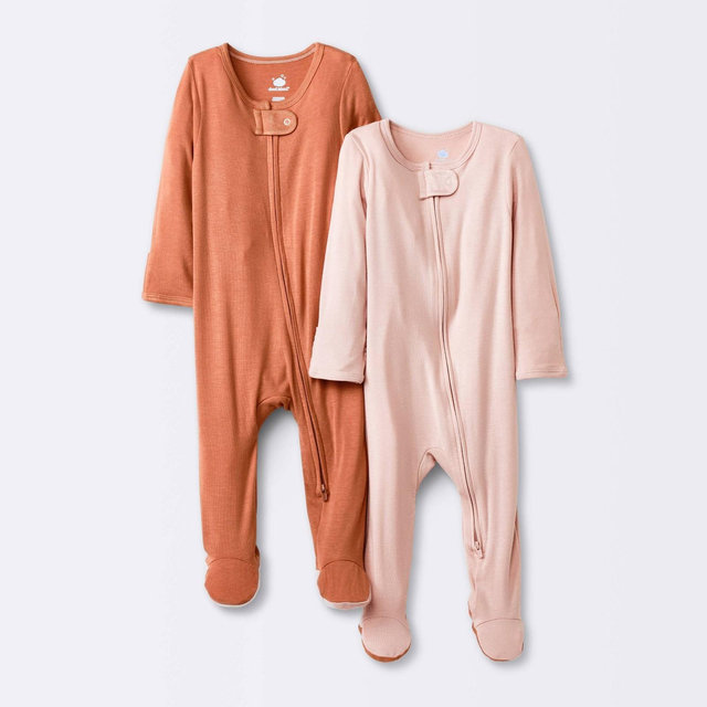 Baby Girls' 2pk So Very Soft Modal Blend Sleep N' Play - Cloud Island™ Light Pink 3-6M: Footed Pajamas, Mitten Cuff