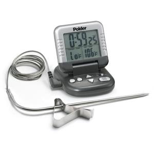 Polder Products, LLC - Polder Digital In-Oven Meat Thermometer with Heat Resistant Probe and Digital Timer, Bonus Pan Clip Attachment