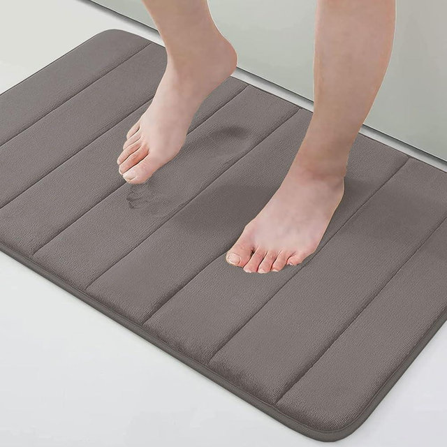 Buganda Memory Foam Bath Mat, 30" x 20", Ultra Soft and Non-Slip Bathroom Rugs, Water Absorbent and Machine Washable Bath Rug for Bathroom, Shower, and Tub, Taupe