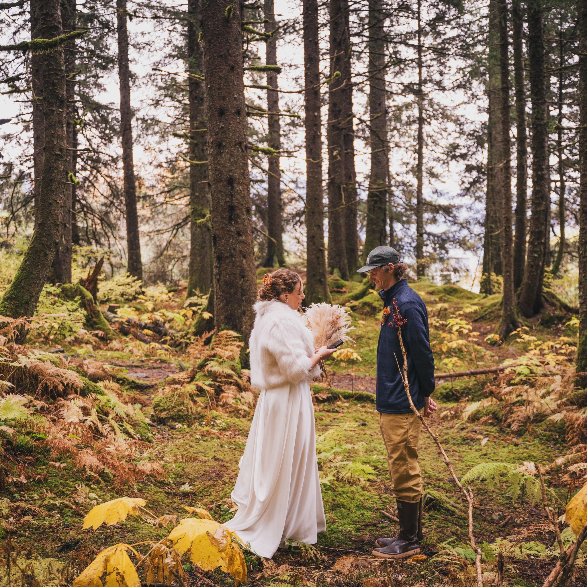 Nick and Delaney shared vows privately in the woods before having the ceremony with the family on the beach.