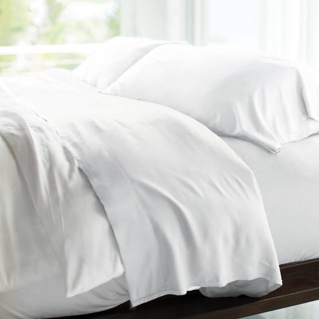 California King 400 Thread Count 100% Rayon from Bamboo Resort Sheet Set White - Cariloha