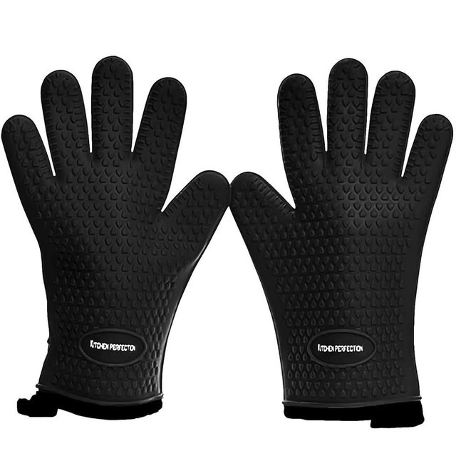 KITCHEN PERFECTION XL Silicone Smoker Oven Gloves -Extreme Heat Resistant BBQ Gloves -Handle Hot Food Right on Your Grill Fryer & Pit | Waterproof Oven Mitts Grill Gloves |Superior Value Set+3 Bonuses