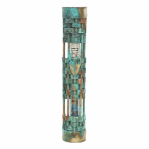 Patina Woven Wedding Glass Keepsake Mezuzah Case