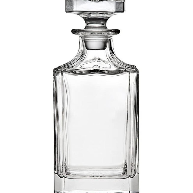 Godinger Silver Art Clarion Square Non-leaded Crystal Whiskey Decanter With Glass Stopper