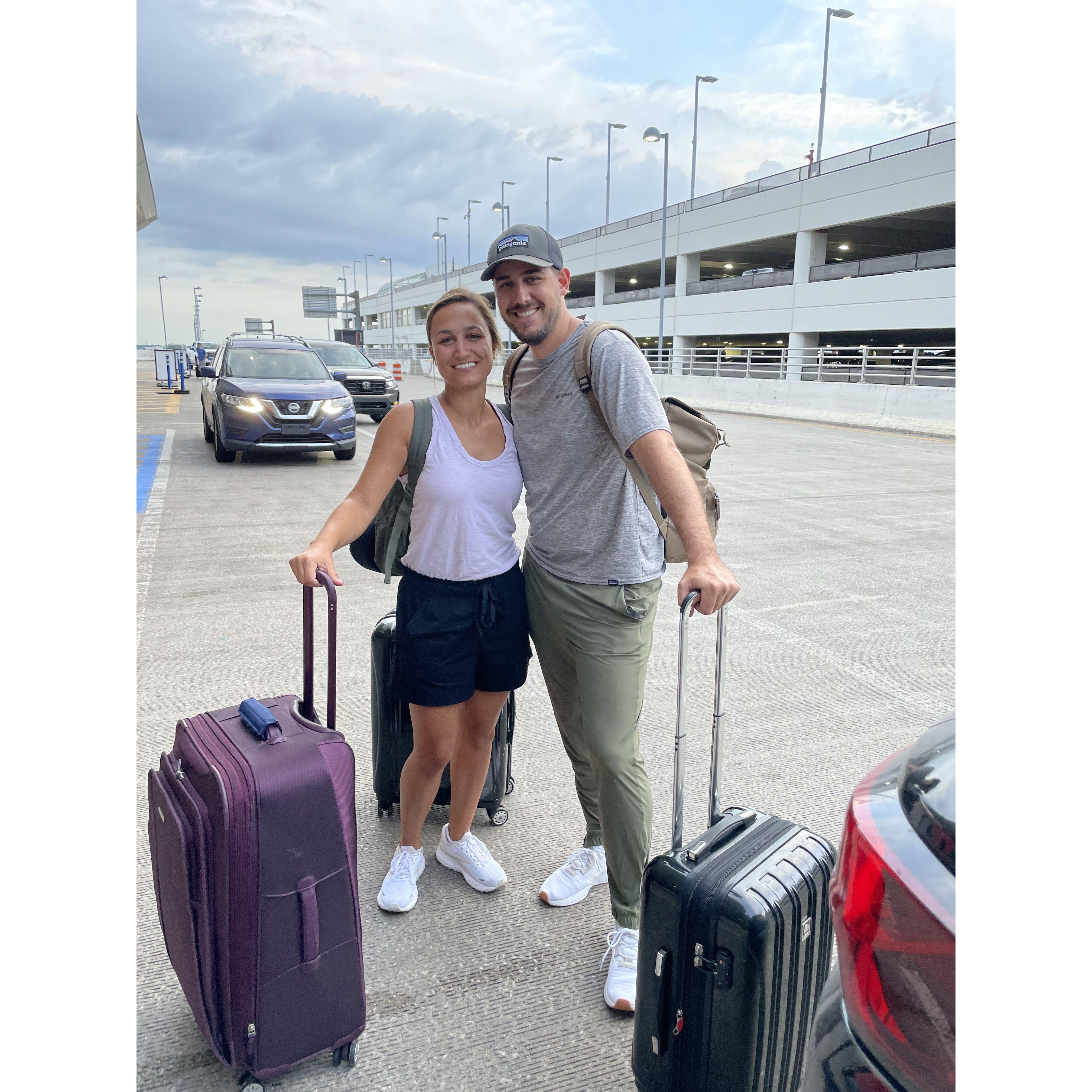 Heading off for our Eurotrip in 2023! Thanks to Adam's parents for the free ride to the airport :)