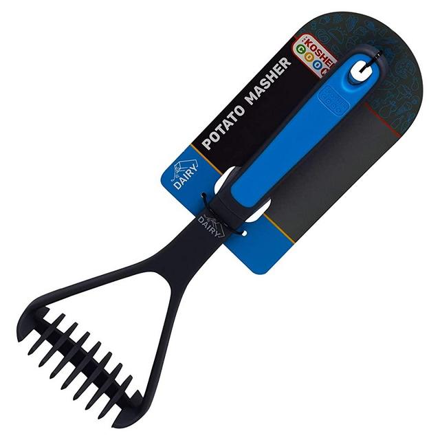 Dairy Blue Potato Masher – Non Stick Silicone, Long, Comfortable Grip - Easily Mash, Soften and Crush Hot and Cold Cooked Foods – Color Coded Home and Kitchen Accessories by The Kosher Cook