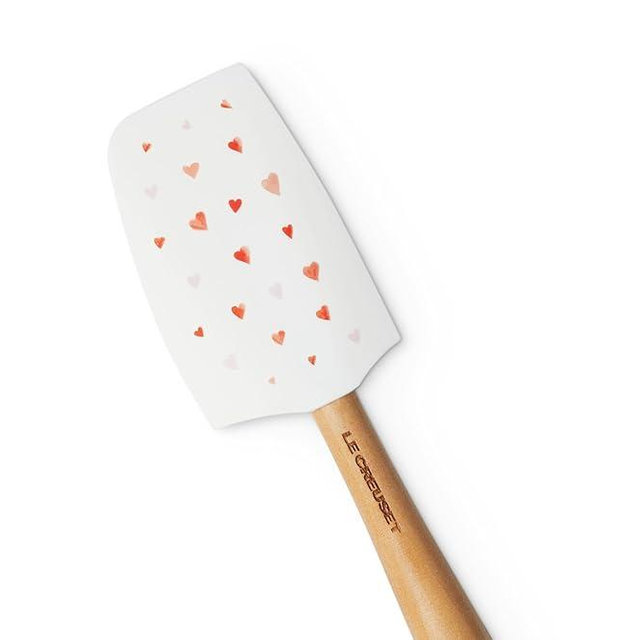 Le Creuset Mon Coeur Collection Silicone Craft Medium Spatula, White with Hearts
