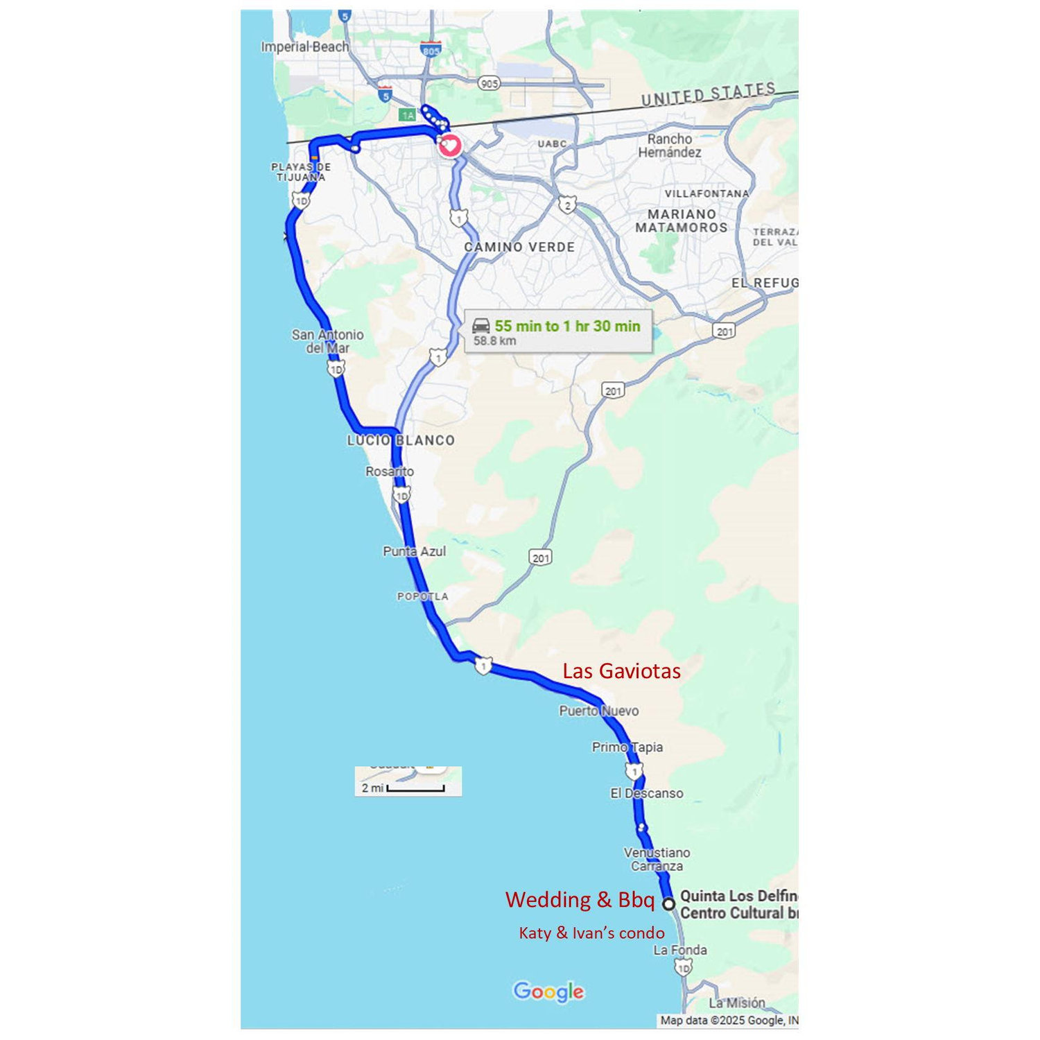Directions from the border to the Wedding