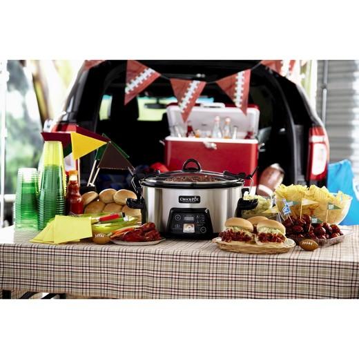 Crock-Pot® Cook & Carry™ Digital Slow Cooker with Heat saver™ Stoneware, Brushed Stainless Steel, SCCPCTS605-S