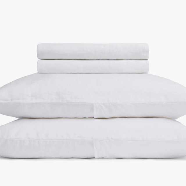 Linen Sheet Set - White For King