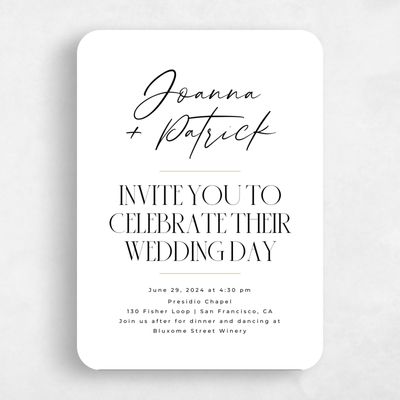 White Rounded Wedding Invitation - Hannegan Portrait