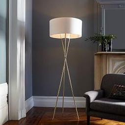 Mid-Century Tripod Floor Lamp - Antique Brass