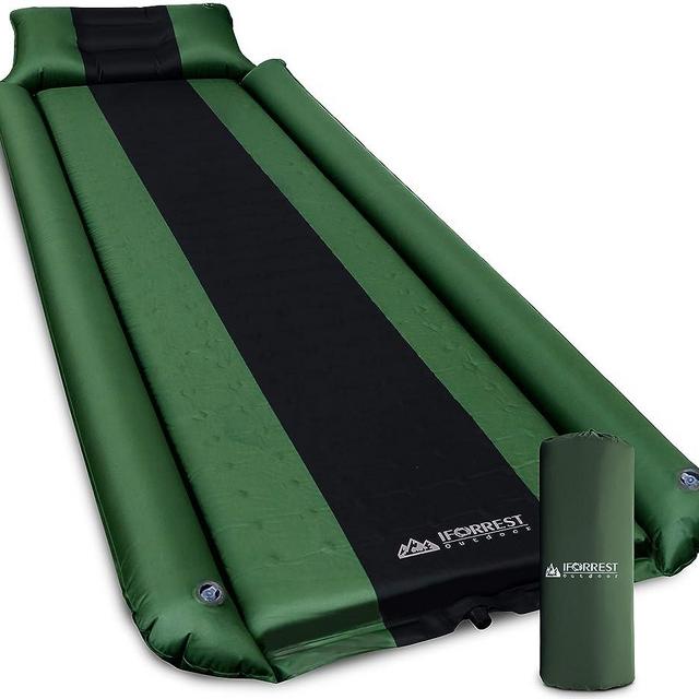 IFORREST Sleeping Pad w/Armrest & Pillow - Rollover Protection - Self-Inflating Camping Mattress, Best Cot-Mats for Tent and Hammock - Ultra-Comfortable Hiking Backpacking Air Bed(L/XL)