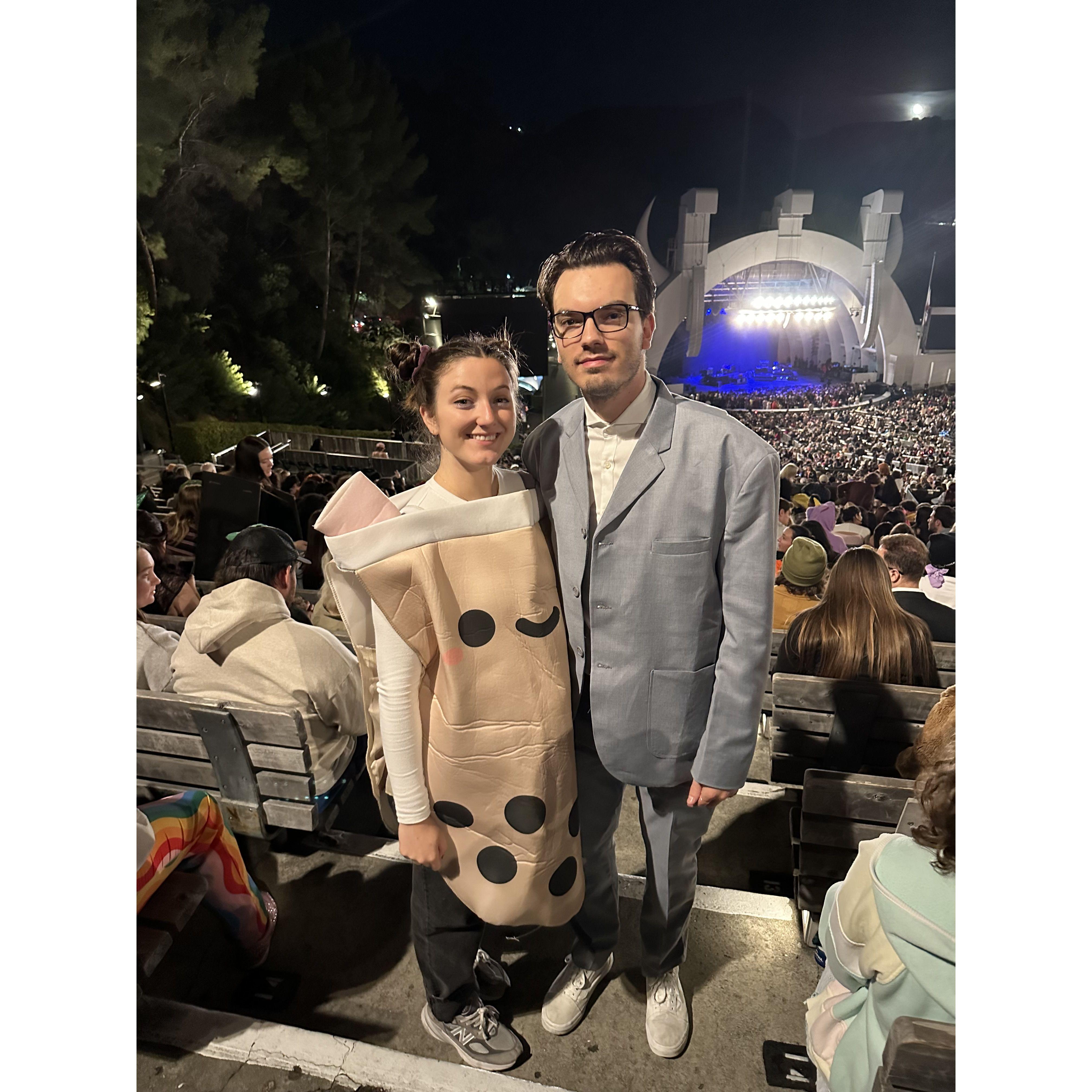 David Byrne and Boba seeing boygenius at the Hollywood Bowl 10/31/23