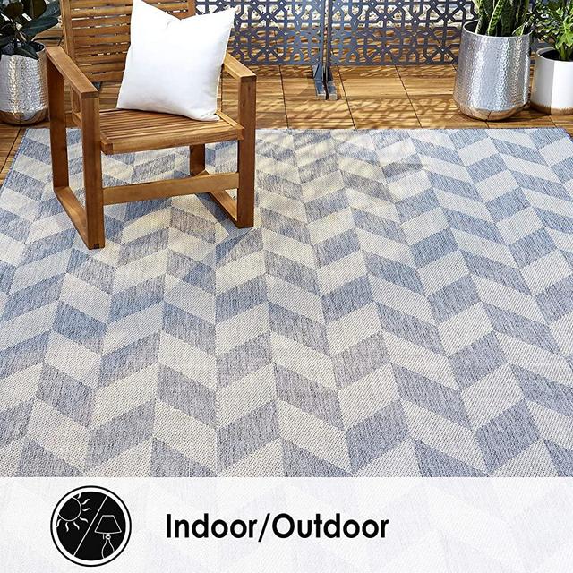 Home Dynamix Nicole Miller Patio Country Calla Indoor/Outdoor Area Rug 5'2"x7'2", Modern Geometric Blue/Gray