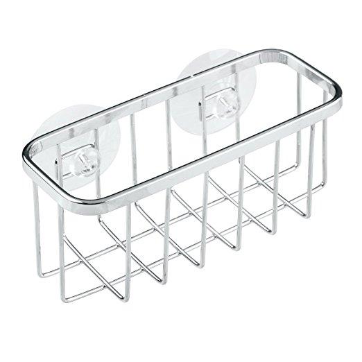 InterDesign Gia Kitchen Sink Suction Holder for Sponges, Scrubbers, Soap - Stainless Steel