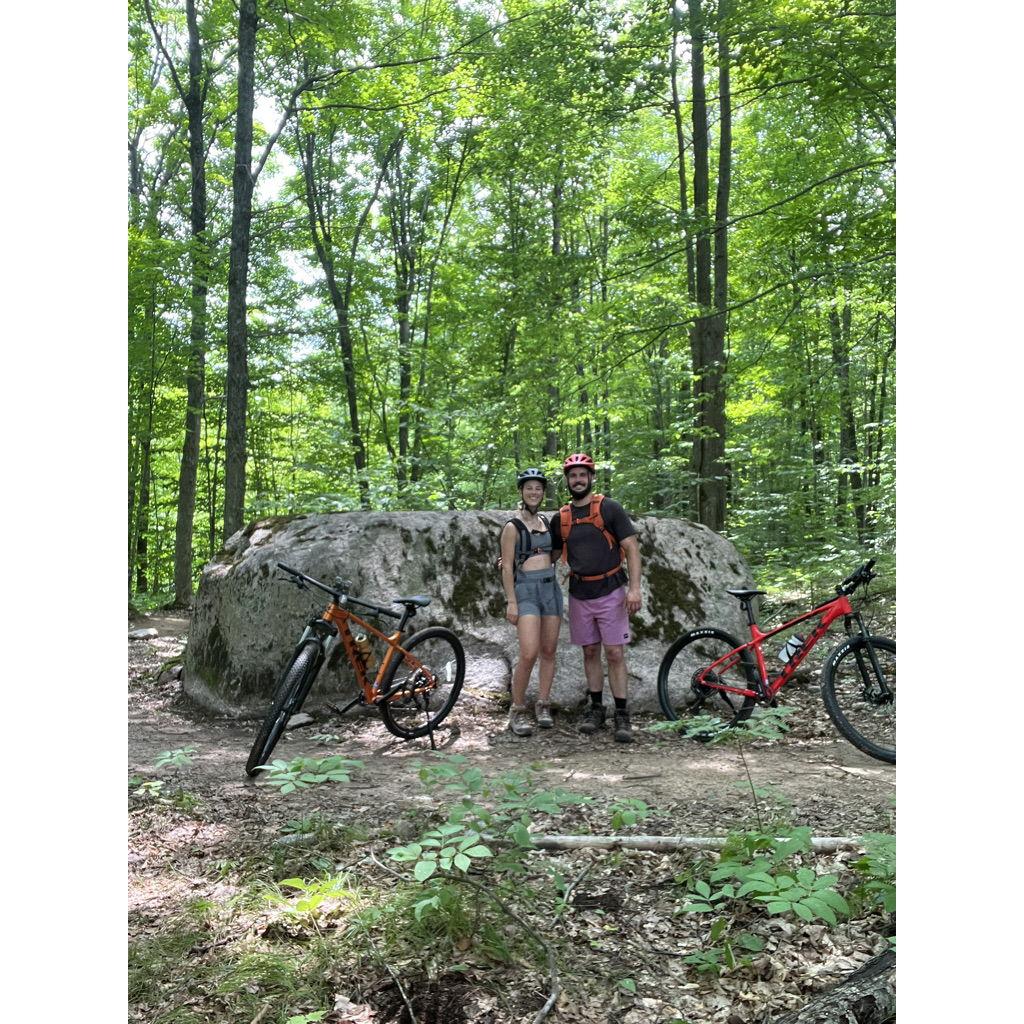 To celebrate our 1-year, we went mountain biking and camping!