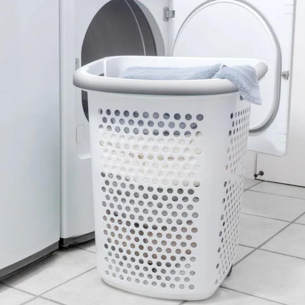 Style Selections 2-Bushel White Plastic Laundry Hamper, Wheeled