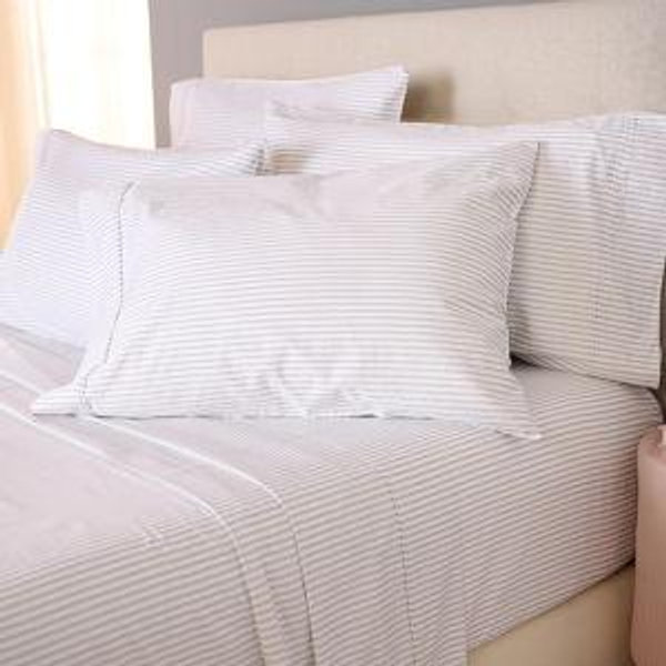 Cotton Blend Sateen Sheet Set (Color - Grey Stripe)