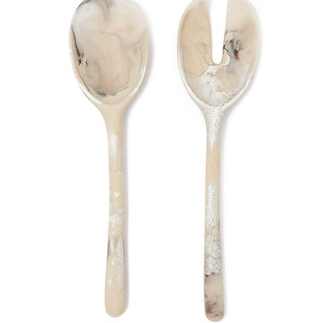 Dinosaur Designs Stone marbled-resin salad servers