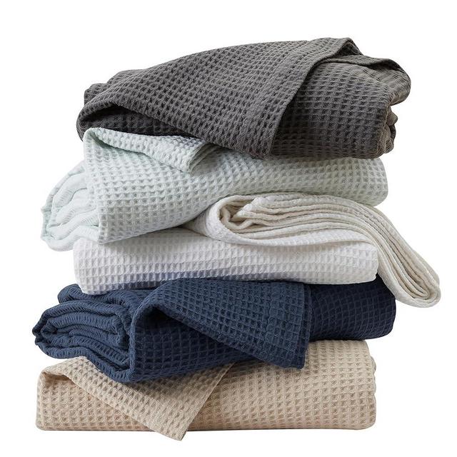 100% Cotton Waffle Weave Throw Blanket - White Waffle Weave Lightweight Summer Throw Blanket - 50x60in Prewashed Breathable, Woven Throw for Couch, Bed or Office (White)