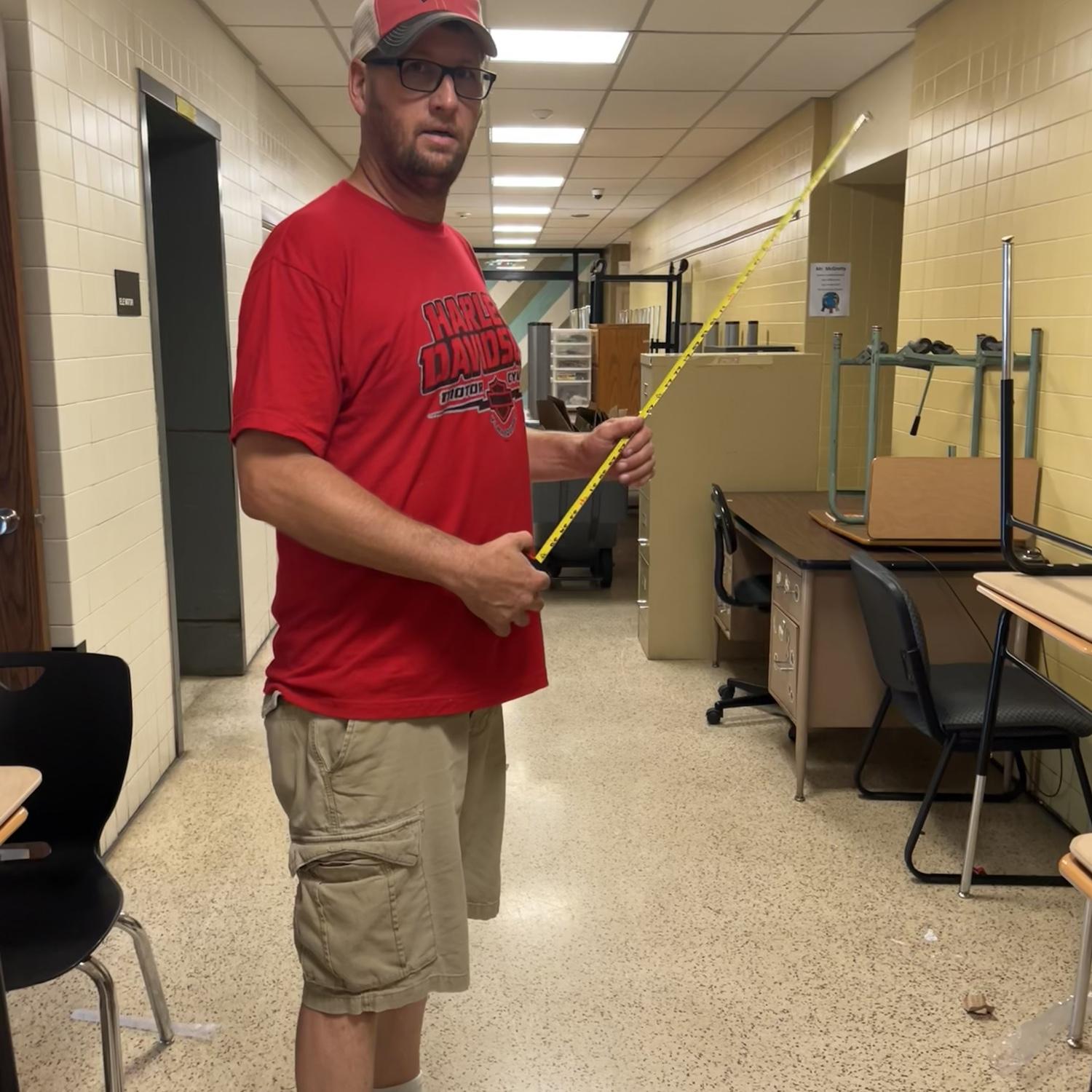 Clark learning what it’s like to date a teacher at the beginning of the school year… moving desks and unpacking my classroom. 😂