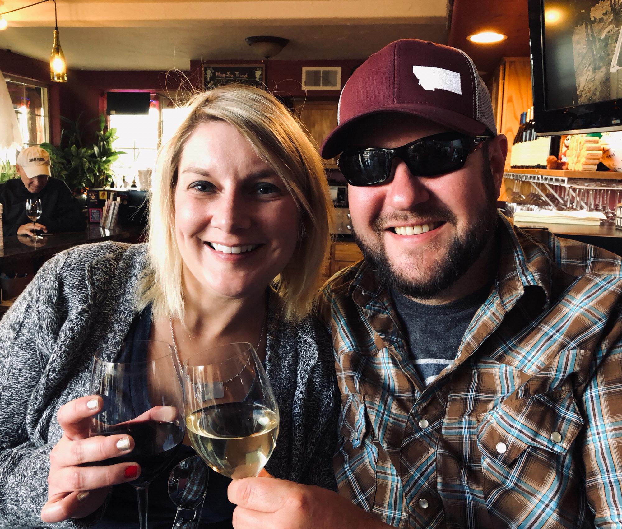 Enjoying our local winery. Cheers!