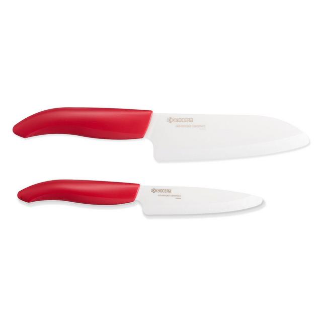 Kyocera Santoku & Utility Knife Set in Red