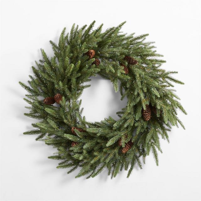 Faux Pre-Lit LED Norway Spruce Wreath 30"