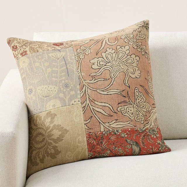 Robin Pieced Patchwork Pillow Cover, Multi, 22"