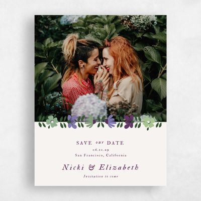 Light Oatmeal, Purple Wedding Save the Date - Terra Photo