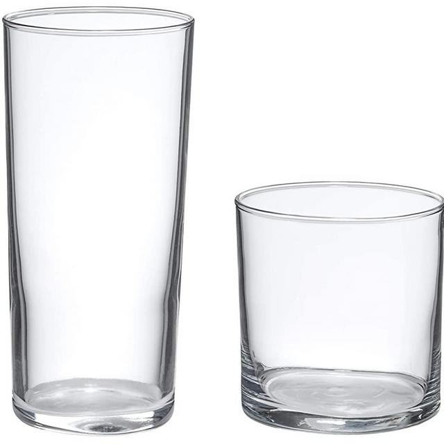 Amazon Basics Ridgecrest 16-Piece Old Fashioned and Coolers Glass Drinkware Set