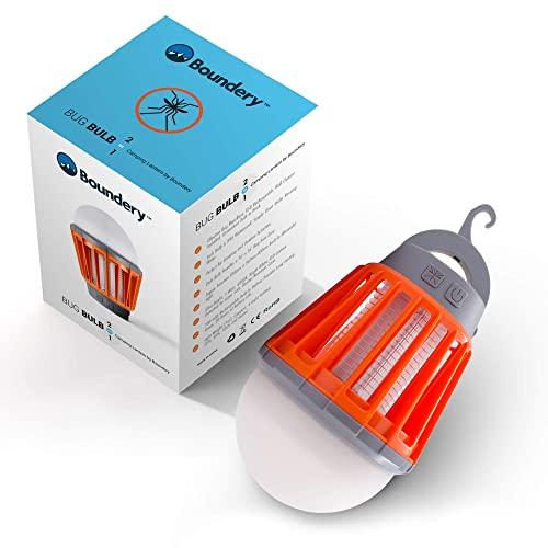 Boundery Bug Bulb 2 in 1 Camping Lantern and Electric Bug Zapper Light Bulb Portable Waterproof - Mosquito, Fly, Gnat Killer - LED Tent Lamp (360-400nm UV) - Indoor & Outdoor Bug Zapper (1 Pack)