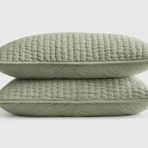 European Linen Cotton Stitch Sham Set in Willowleaf