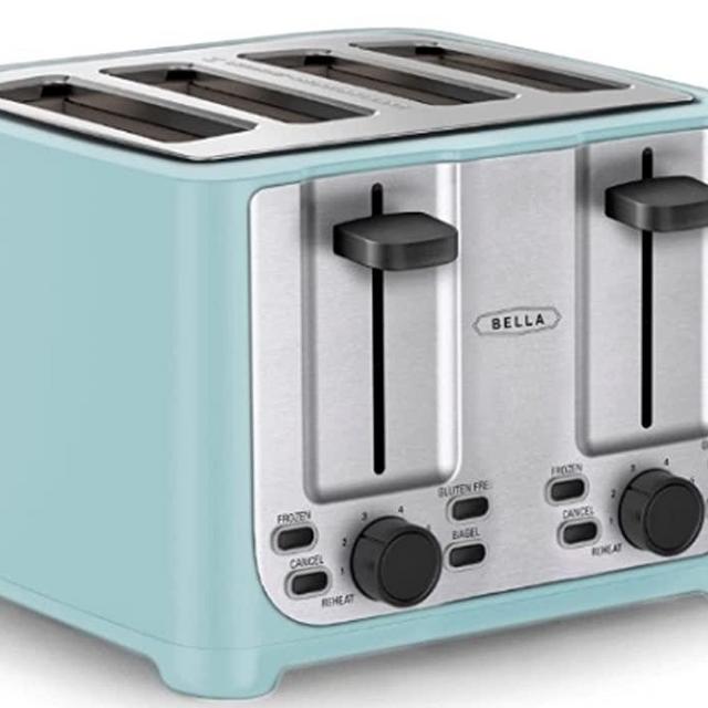 BELLA 4 Slice toaster, Stainless Steel and Aqua