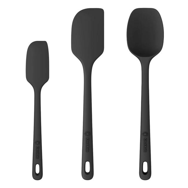 ChefAide 3 Pieces Silicone Spatula Set, Food Grade Rubber Spatula, Upgrade Strong Handle with Ergonomic Grip, Heat Resistant for Nonstick Cookware, Cooking