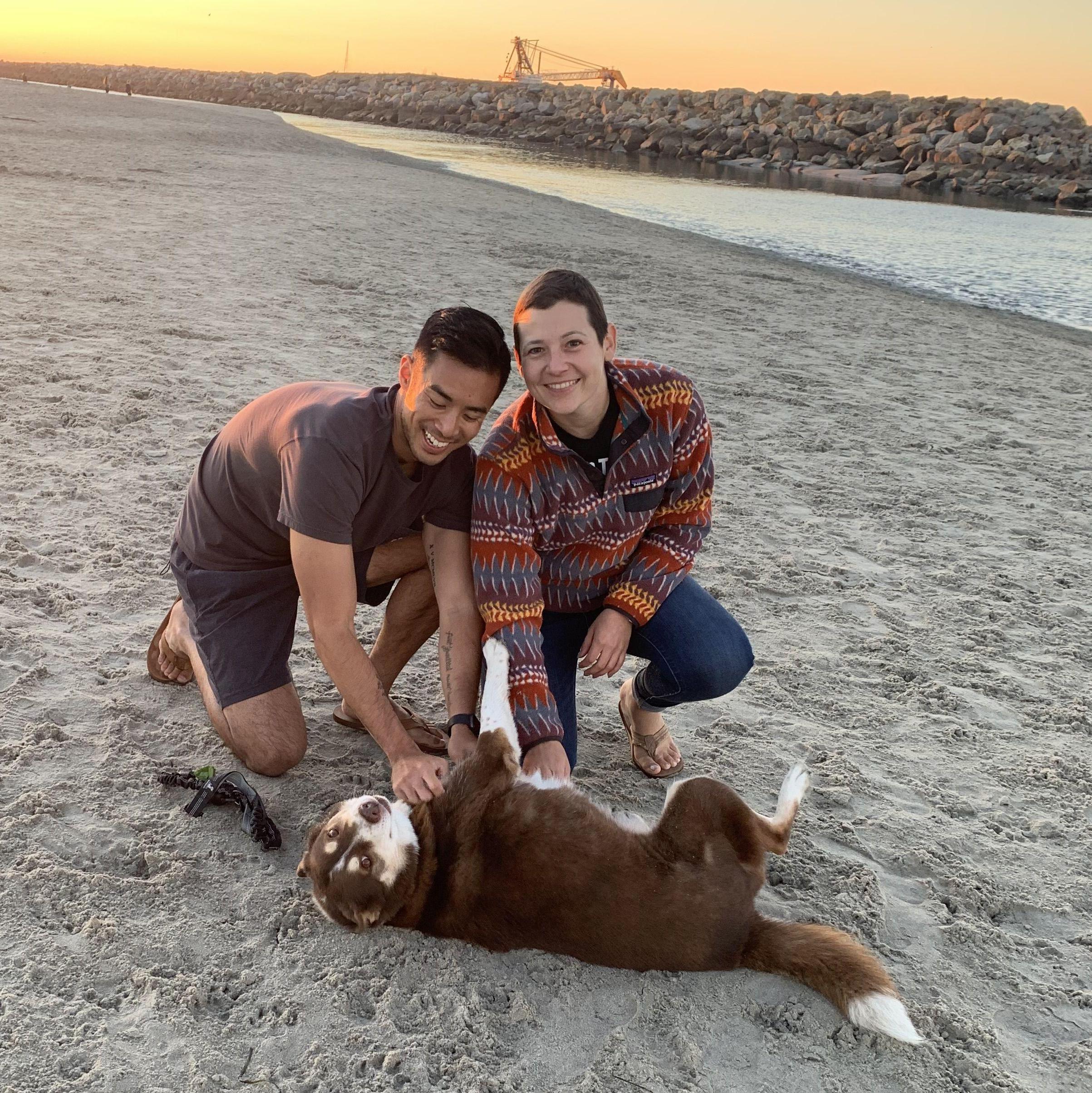 Watching the sunset at Ocean Beach with Fox, the first of many pets we adopted together.
