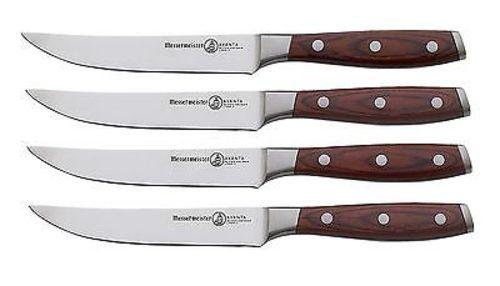 Messermeister Avanta Pakka Wood 5" Forged Stainless Steel 4pc Steak Knife Set
