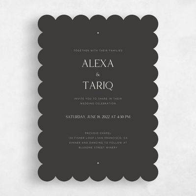 Grey Scalloped Wedding Invitation - Sharpe Type