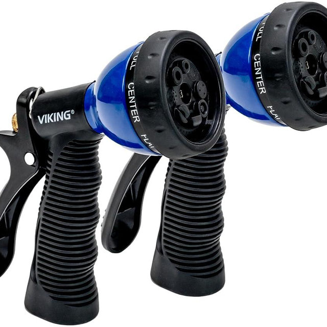 VIKING Hose Nozzle, Garden Hose Nozzle with 8 Spray Patterns, Adjustable and Heavy Duty for Washing Car, Watering Plants, Washing Pets, and Home Use, 2 Pack