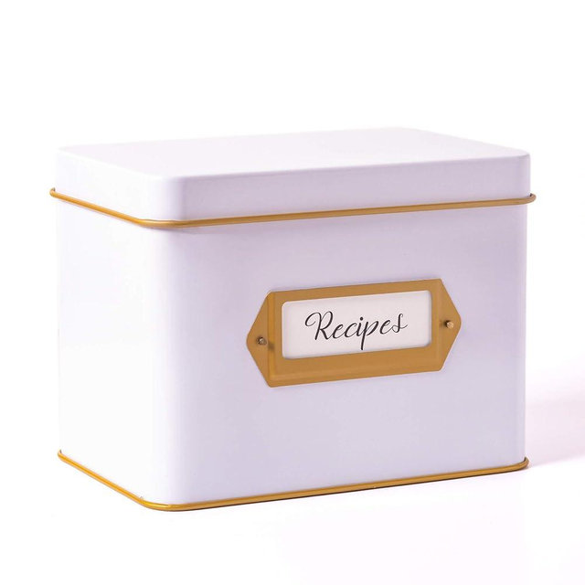 Heart & Berry White Recipe Box with 24 4x6 Recipe Cards and 12 Dividers - Recipe Cards and Box Set - Recipe Tin for 4 X 6 Inches Recipe Cards