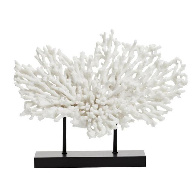 Faux Coral on Black Stand, White, Medium