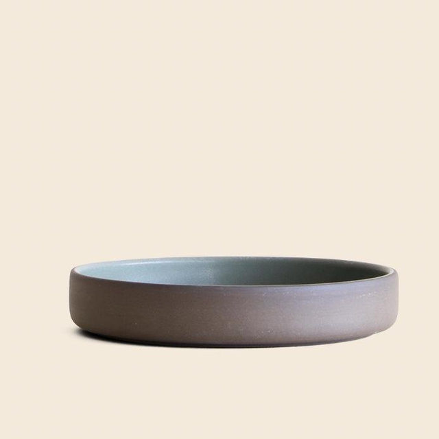 8" Square Sided Bowl - Dark Brown/Moss