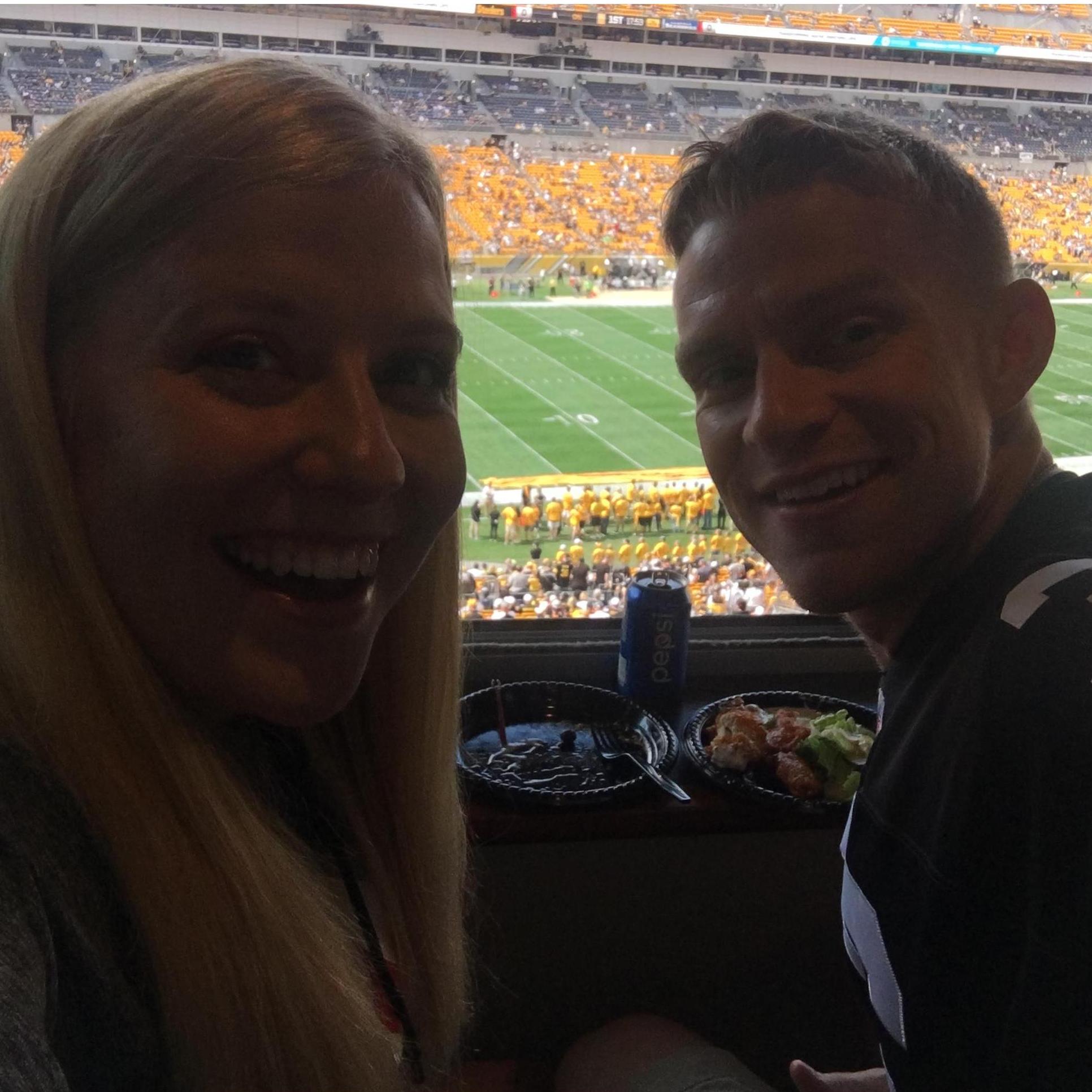 September 2019: Andrea and Luke attend their first Steeler game together along with the rest of the Patten crew at Heinz field.