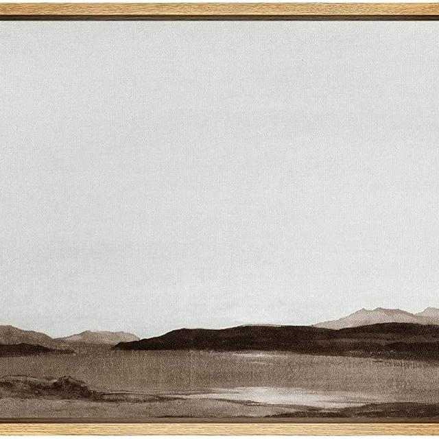 SIGNFORD Framed Canvas Wall Art Monochromatic Brown Mountains and Valleys Landscape Wilderness Oil Painting Impressionism Traditional Scenic for Living Room, Bedroom, Office - 24x36 inches
