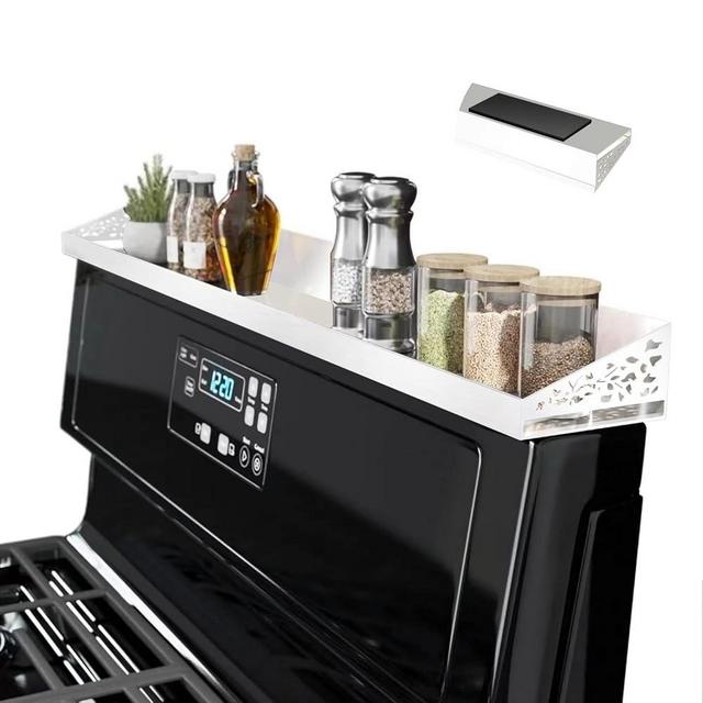 STUTOV Magnetic Stove top Shelf, 30" Length, Magnetic Spice Rack Over the Stove, Oven Shelf for top of Stove, Magnetic Spice Shelf, Kitchen Organizers and Storage (White)
