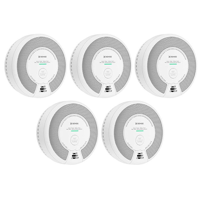 X-Sense 2-in-1 Smoke and Carbon Monoxide Detector Alarm (Not Hardwired), 10-Year Battery-Operated Dual Sensor Fire & CO Alarm, Compliant with UL 217 & UL 2034 Standards, SC06, Pack of 5