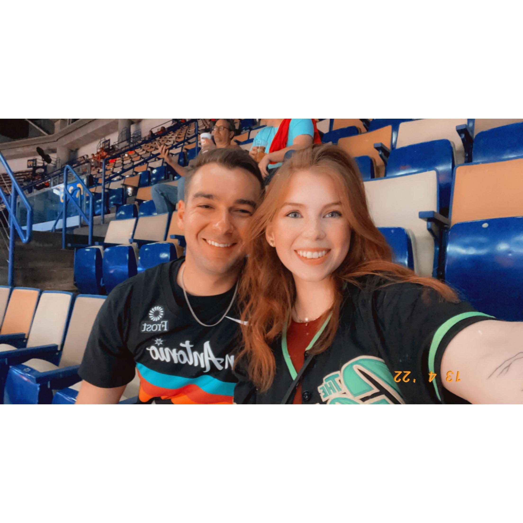 "GO SPURS!" Shouted only the two of us in a stadium full of Pelicans fans. our first ever live basketball game.